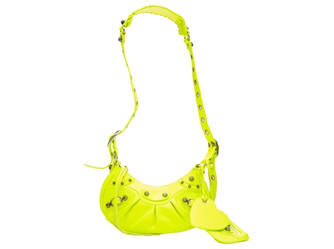 Balenciaga Demna Le Cagole XS Silver Stud Crossbody Motocross Bag Yellow Leather  ref.1732374