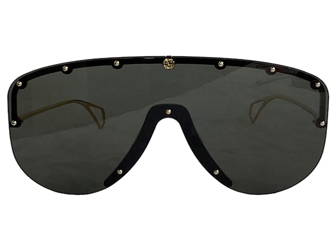 Gucci GG0667S Studded Mask Sunglasses in Black and Gold