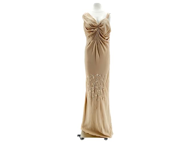 christian dior beige dress Christian Dior Beige Floral Embroidered Dress UFO No More