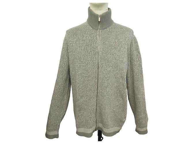 Hermès HERMES JACKE WESTE MIT REISSVERSCHLUSS L 56 AUS GRAUEM CASHMERE