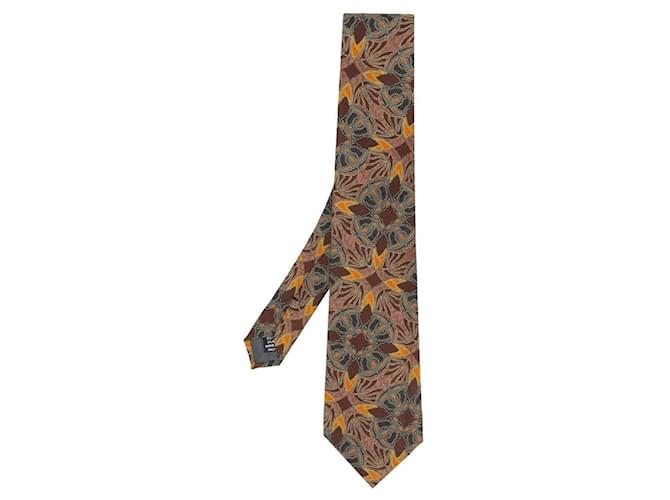 Gianfranco Ferré Brown Printed Silk Tie  ref.1733509