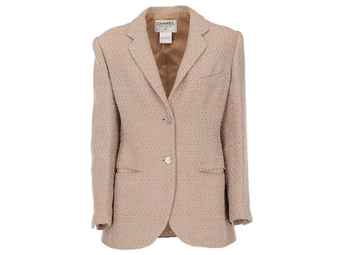 Chanel Beige Embroidered Wool Jacket