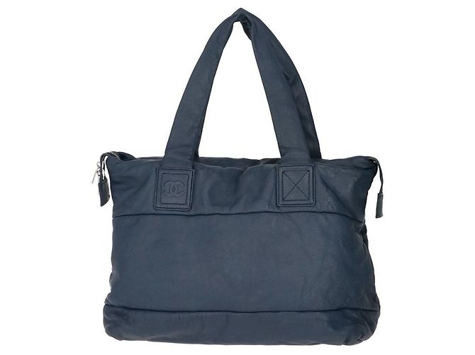 Borsa a spalla in pelle blu Chanel - anni 2000