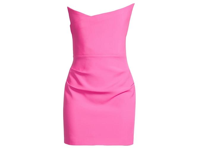 Roland Mouret Pink Strapless Asymmetric Mini Dress Wool  ref.1733547