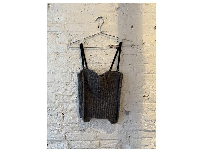 Autre Marque Sisley Strick-Bustier-Top Grau