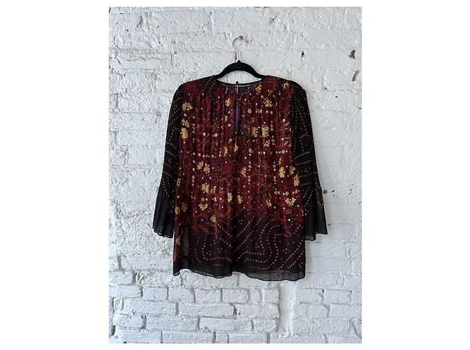 Autre Marque Vivienne Tam Netzfaltenbluse Bordeaux