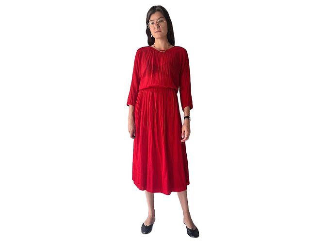 Vanessa Bruno Athe Vestido blusón rojo transparente
