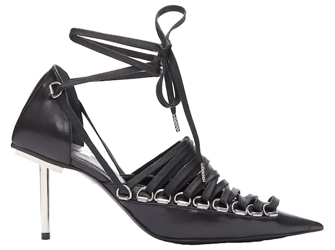 Balenciaga corset leather silver buckles laced pump Black  ref.1734089
