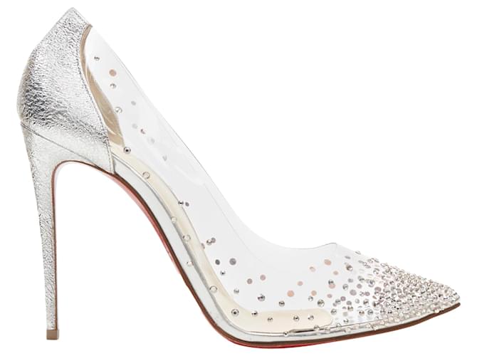 Pompe de mariée en PVC transparent argent strass Degrastrass de