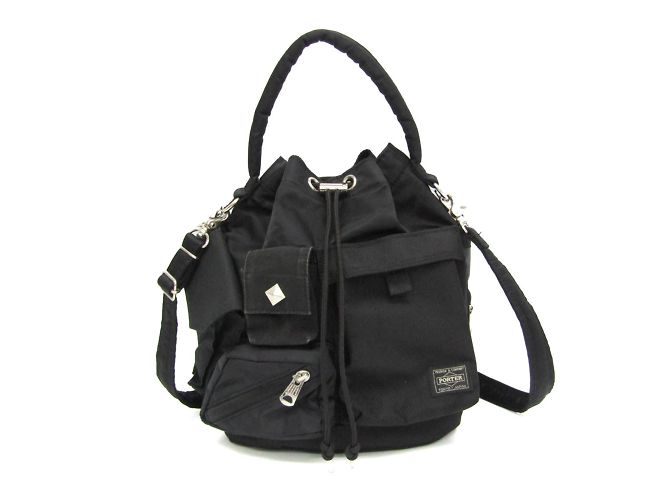 Freeman Porter Porter Studded Drawstring Shoulder Bag Black