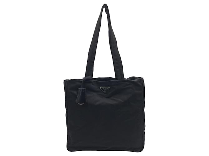 Prada Nylon Tessuto Triangle Logo Tote Bag Black Cloth ref