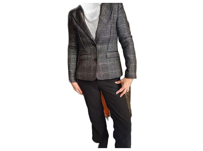 Karl Lagerfeld Damen Sakko schwarz silber Karomuster