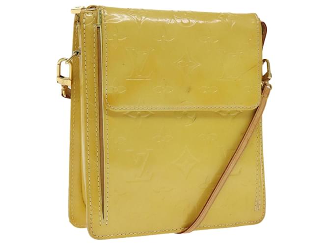 LOUIS VUITTON Pouch Motto Monogram Vernis Amarelo Limão M91059 LV Auth 94843 Dourado Couro envernizado  ref.1734930