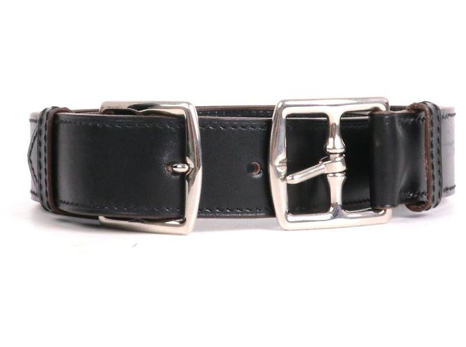 HERMÈS - Hermès Etrivière belt in black leather (size 75)