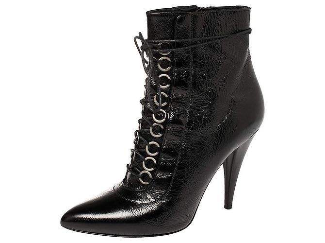 Saint Laurent Bottes Fetish 105 en cuir noir brillant