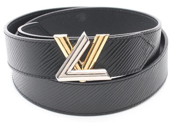 Cinturón Epi de cuero Louis Vuitton Twist Negro