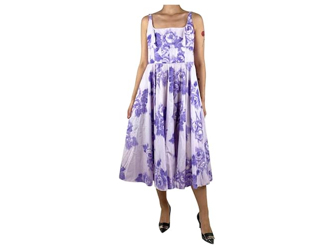 Autre Marque Purple floral printed midi dress - size UK 16 Cotton  ref.1736624