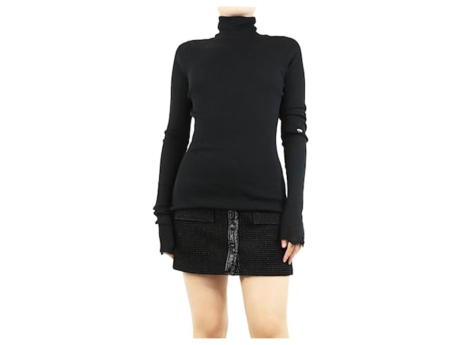Autre Marque Black distressed roll-neck jumper - size S  ref.1736656