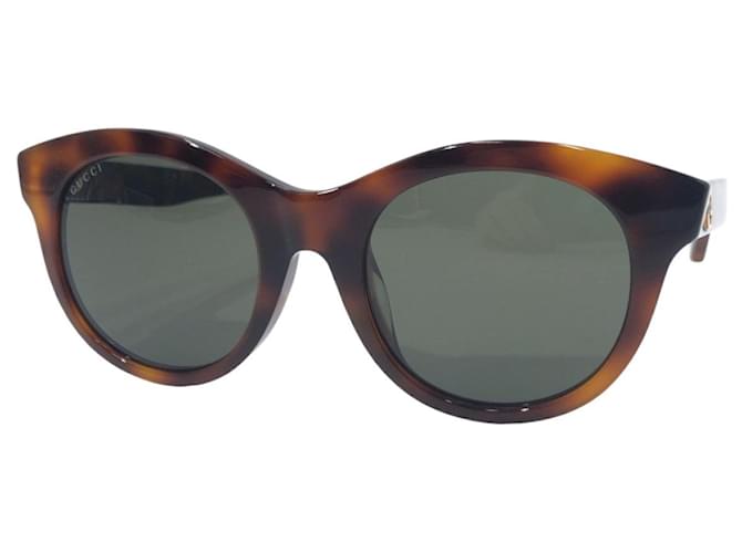 Óculos de sol de plástico Gucci GG entrelaçado Marrom  ref.1737099