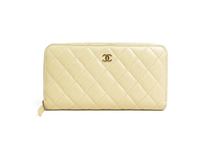 Chanel Creme Lammleder Langbörse Roh