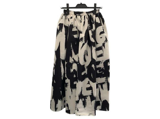 Alexander McQueen Black White Polyester Long Skirt