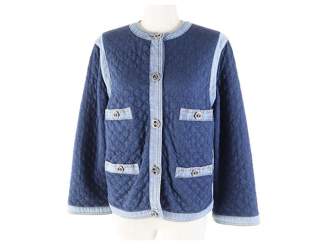 Chaqueta de mezclilla Chanel de viscosa de algodón con botones de strass