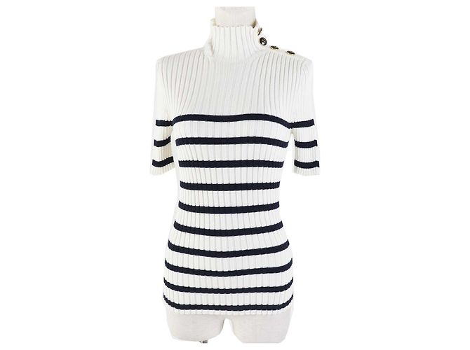 Top de malha com borda de botão logo de algodão Dior