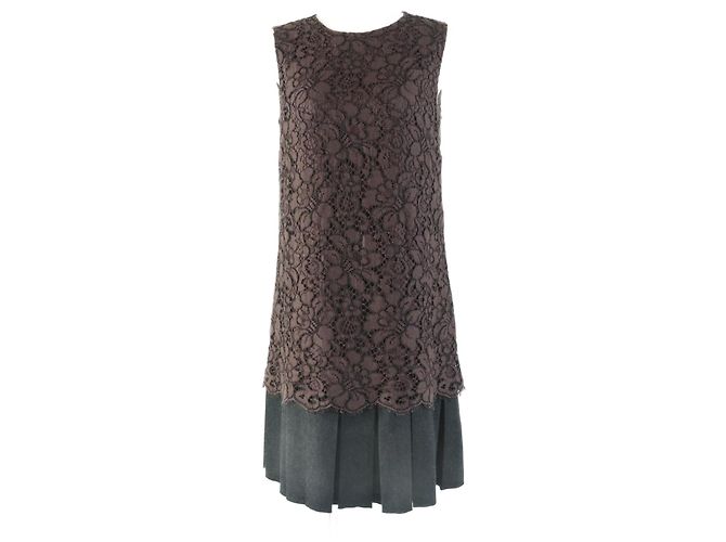 Vestido em mistura de algodão, lã e angorá Dolce & Gabbana marrom 40