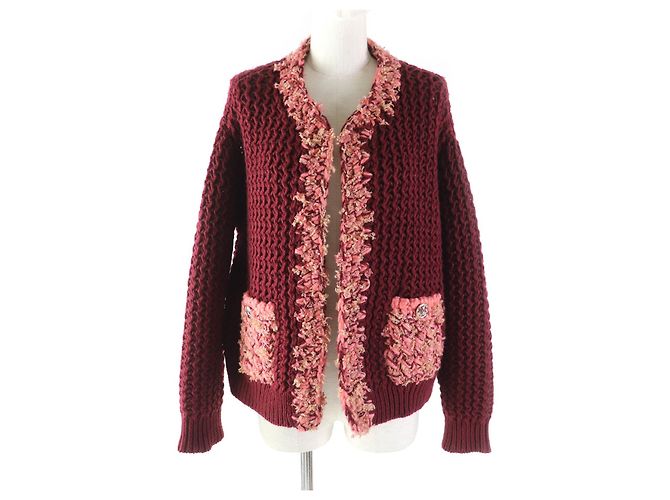 Chanel Cashmere-Woll COCO Mark Strickjacke Bordeaux