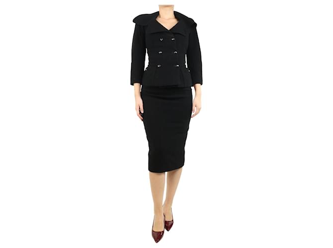 Autre Marque Black boucle jacket and midi skirt set - size UK 10 Wool  ref.1746052