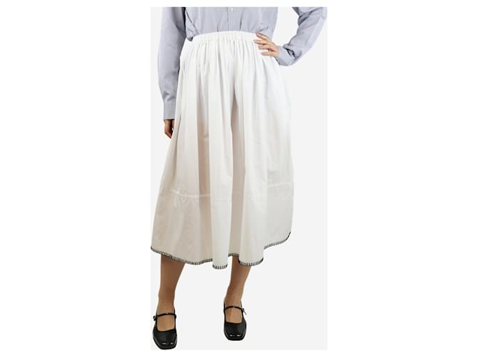 Autre Marque White elasticated midi skirt - size S Cotton  ref.1746068