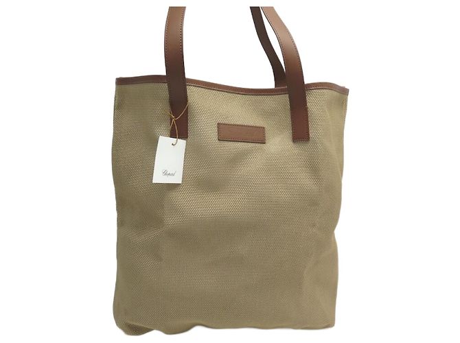 NUOVA BORSA CHOPARD BEIGE IN CANVAS E PELLE MARRONE
