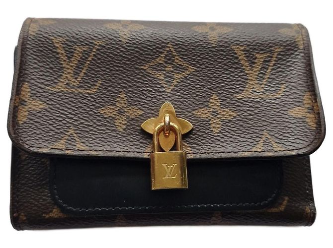 Carteira compacta Monogram Flower preta Louis Vuitton M62578 Monograma
