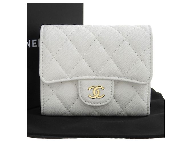 Chanel Matelasse Tri-fold Wallet White