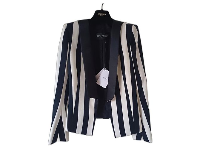Balmain Tailleur Jacke Weiß Baumwolle