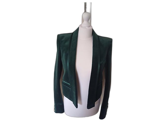 Chaqueta Balmain de terciopelo de algodón verde oliva