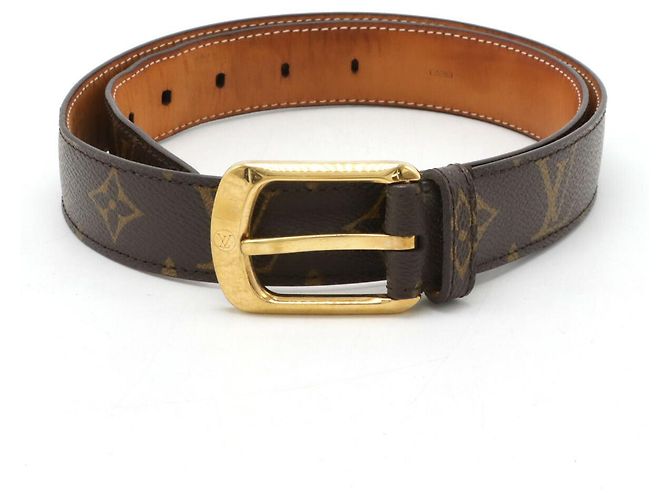 Cinto Ellipse Monogram Louis Vuitton Dourado Metálico