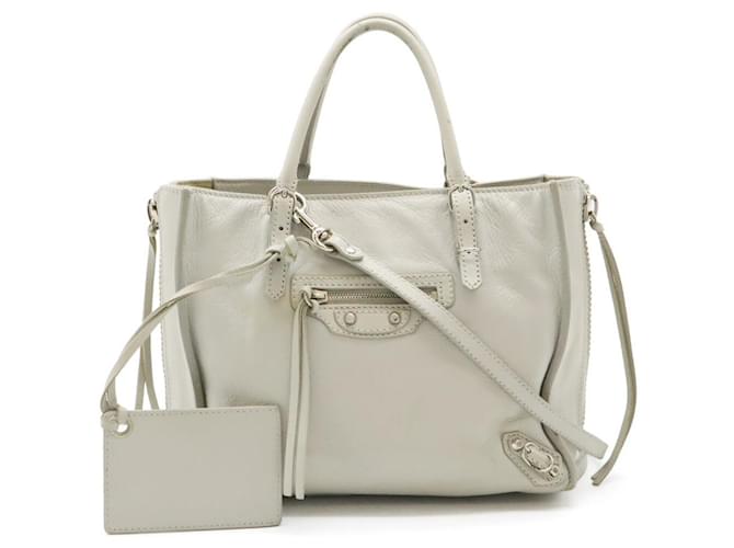 Balenciaga Mini Paper Leather Handbag 2way Grey  ref.1747884