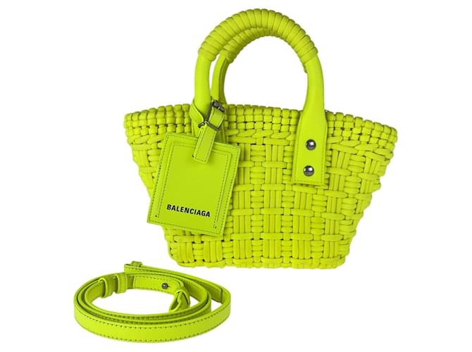 Balenciaga Bistro XXS Nylon/Leather Shoulder Bag Yellow Cloth  ref.1748061