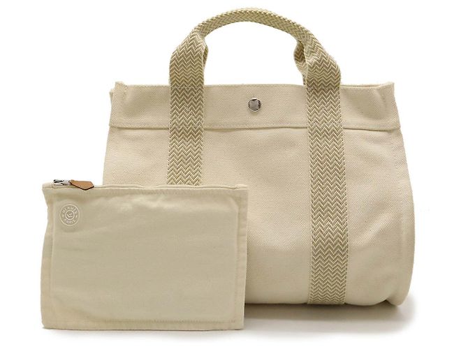 Bolsa tote em canvas PM Cannes da Hermès Marrom Bege