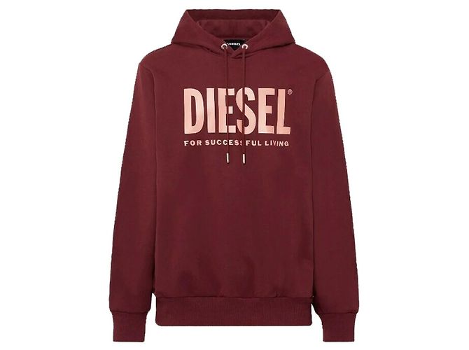 Diesel S-Gir-Hood-Division-Logo Sweatshirt Bordeaux Rosa Baumwolle XL