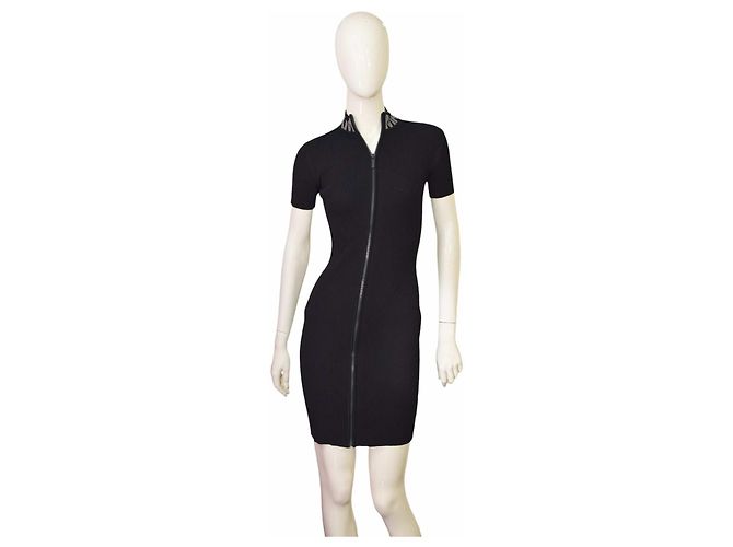 Michael Kors Schwarzes Viskose Strickkleid Bodycon Mini