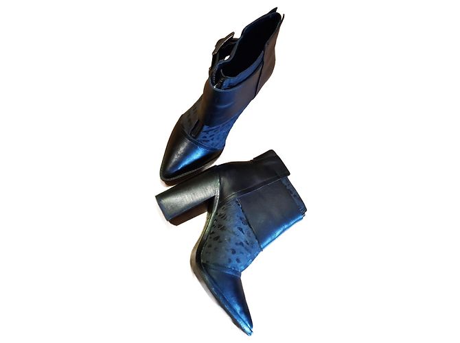 Tibi Black Leather Ankle Boots