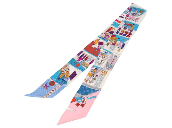 Hermès Foulard en soie HERMES Twilly bleu Auth am6945  ref.1749152