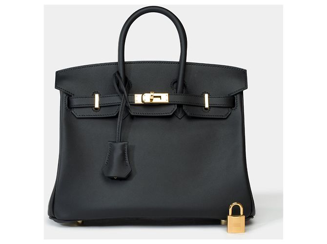 Hermès HERMES Birkin 25 Bag in Black Leather - 102176