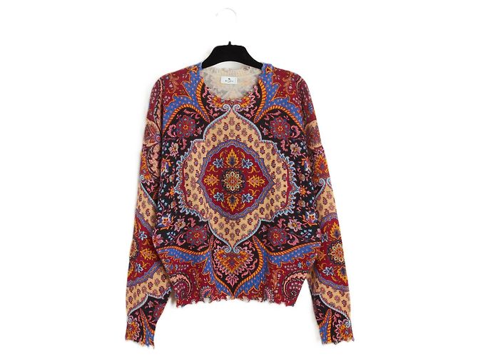 Etro 2021 Pull FR40 Paisley Printed Wool Sweater Top UK12 US10 Multicolore