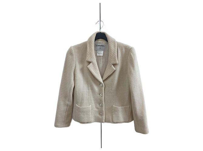 Chanel tweed jacket size 38 Beige Eggshell