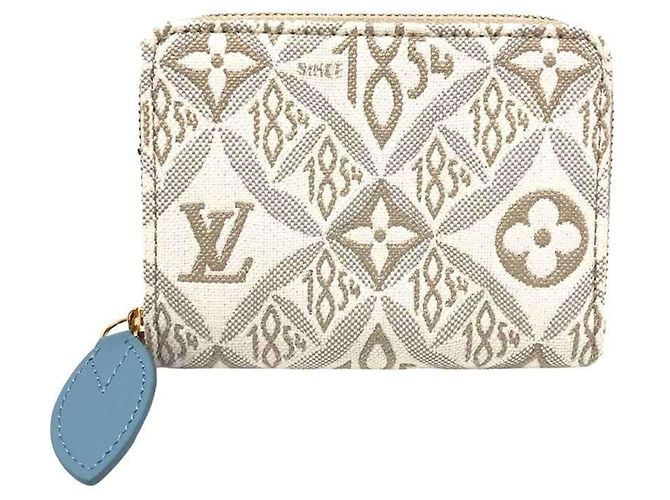 Zippy-Münzbörse von Louis Vuitton aus weißem Jacquard