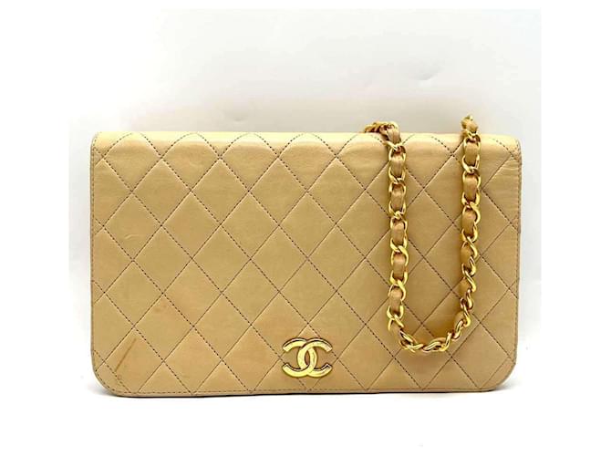 Timeless Chanel Matelasse Chain Shoulder Bag Beige Leather  ref.1749924