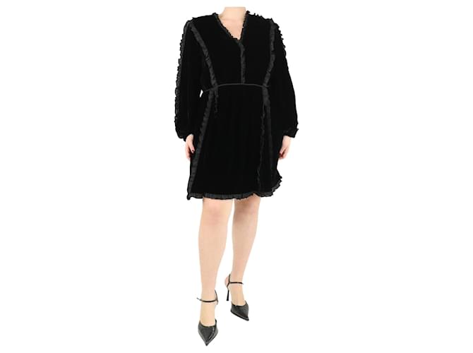 Ulla Johnson Black velvet ruffle midi dress - size UK 16 Viscose  ref.1750062